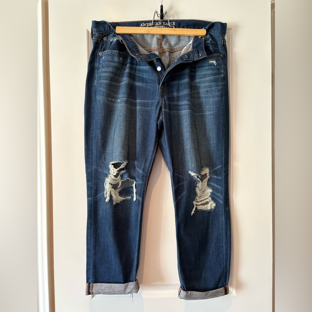 American Eagle Outfitters Dark Blue Distressed Jeans